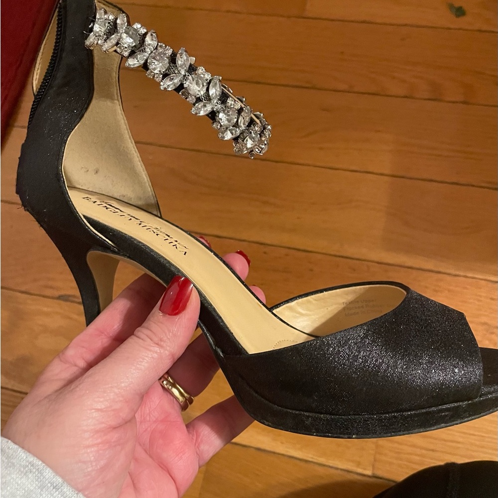 Size 8 black and rhinestone heels